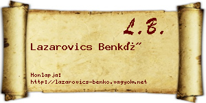 Lazarovics Benkő névjegykártya